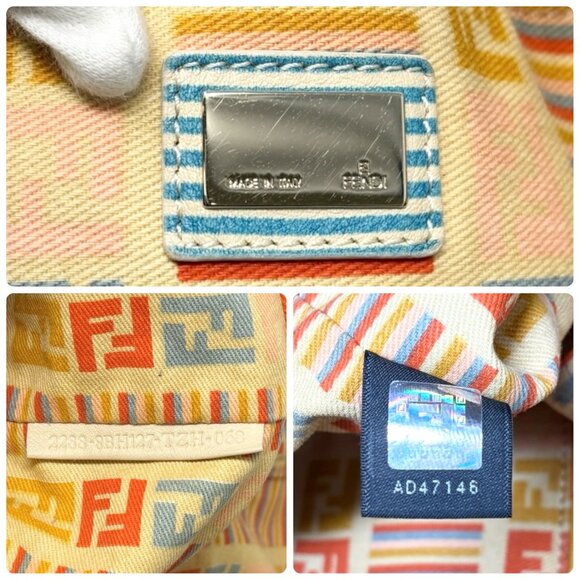 FENDI Vintage Zucca Monogram Denim Shoulder Tote Large Bag Blue FF Logo [106208] - Picture 16 of 16